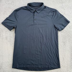 Lululemon Shirt Mens M Blue Polo Short Sleeve Athletic Stretch Casual